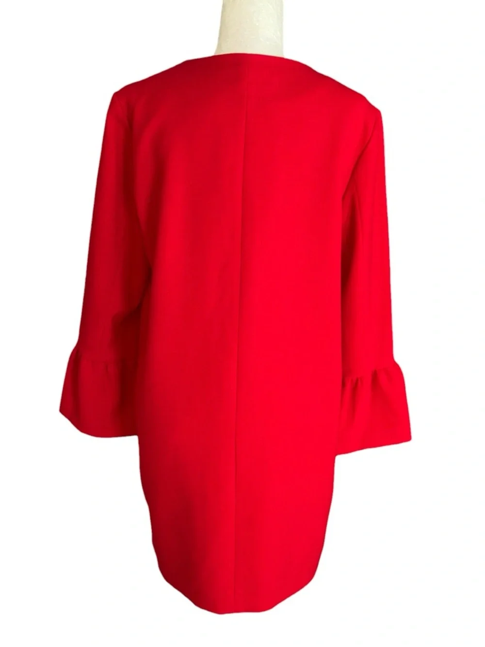 NEW Patty Kim Kelly Red Ruffle Sleeve Open Front Jacket Coat - l